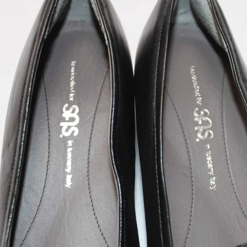 SAS Regina Black Leather Heels